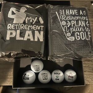 Golf Retirement Plan Towels and Golf Balls Set
